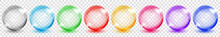 Set Of Translucent Colored Spheres With Glares And Shadows On Transparent Background. Transparency Only In Vector Format