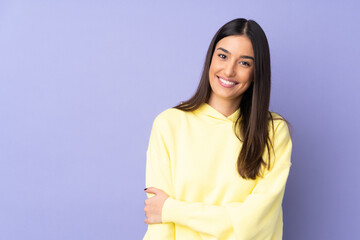 Young caucasian woman over isolated background laughing