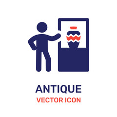 Museum concept with antique pottery exhibition vector icon.