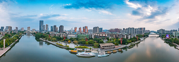 Wall Mural - Urban scenery on both sides of Shiqi River, Zhongshan City, Guangdong Province, China