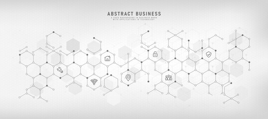 Technology background with flat icons and business symbols abstract concept and concept for internet of things wifi network communication vector illustration