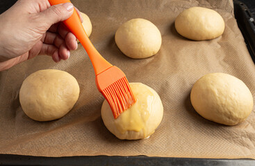 Preparing burger buns, making burgers. Home cooking