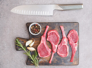 Perfect raw lamb chops isolated