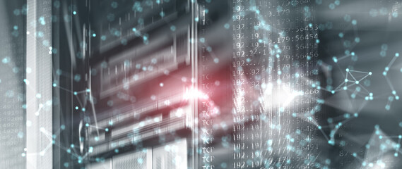 Wall Mural - 3d abstract technology and engineering server equipment background.