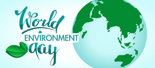  World Environment Day. Banner on the theme of ecology and caring for nature. Planet earth.