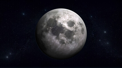Canvas Print - Close up of Full moon, lunar on dark night sky, black space, black background