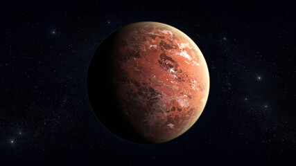 Wall Mural - Landscape in fantasy alien hot exoplanet in deep space.