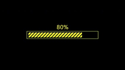 Wall Mural - yellow and black striped progress bar animation on a black background