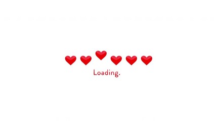 Wall Mural - bouncing hearts loading bar animation, on white, black and green backgrounds