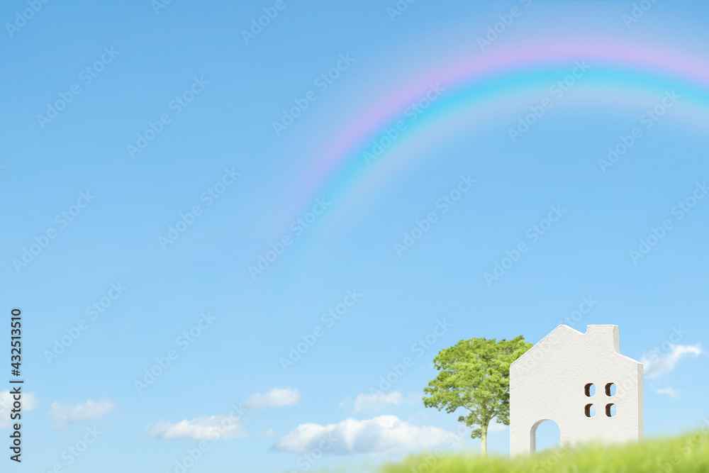 虹がかかった青空の背景に緑と白い家 Wall Mural Wallpaper Murals Hikastock 虹がかかった青空の背景に緑と白い家 Wall Mural Wallpaper Murals Hikastock