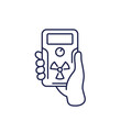 radiation detector in hand line icon