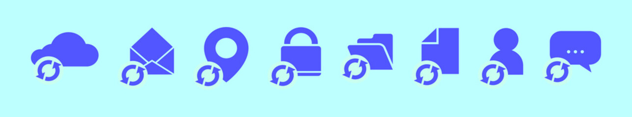 Wall Mural - set of update cartoon icon design template with various models. vector illustration isolated on blue background