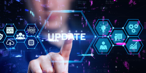 Business, Technology, Internet and network concept. Update software computer program upgrade.