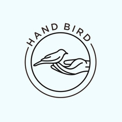 Sticker - abstract hand bird logo. bird icon