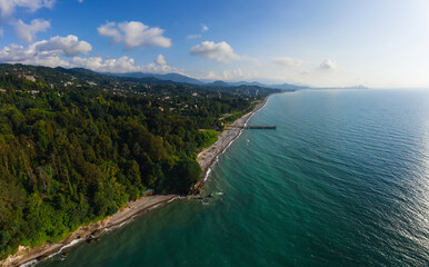 Botanical garden in Batumi. beach coast in Georgia. tourist place in batumi