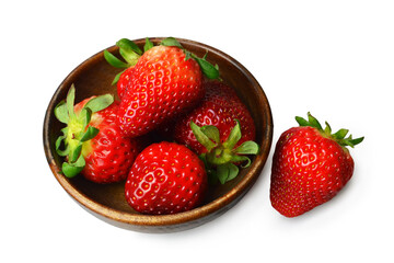 Wall Mural - Strawberries in a bowl isolated on white background