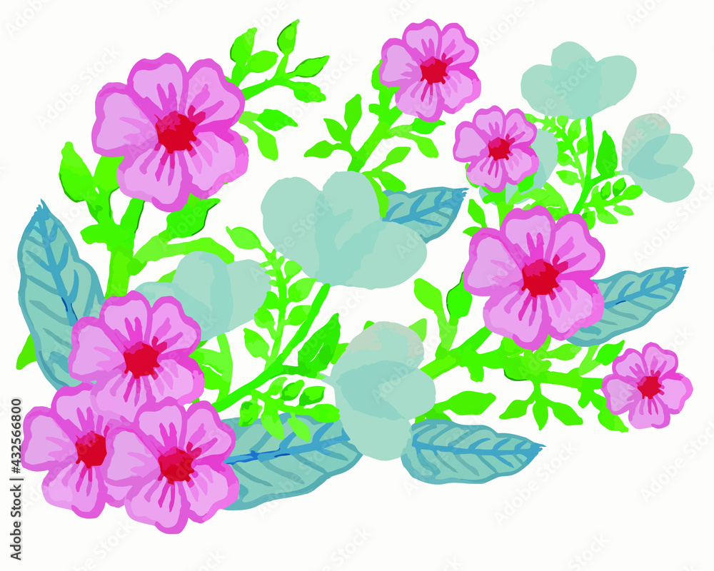 Vector floral set. Colorful floral collection flowers with leaves ...