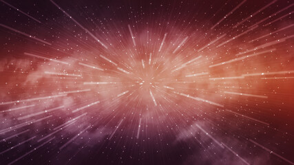 Wall Mural - Zoomed vortex, rich red and orange fantasy space, sky background with clouds and stars - large