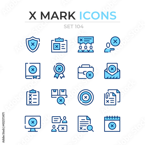 X mark icons. Vector line icons set. Premium quality. Simple thin line