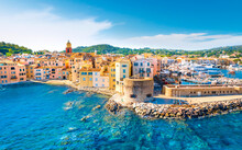 View Of The City Of Saint-Tropez, Provence, Cote D Azur, A Popular Destination For Travel In Europe