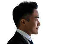  Side View Silhouette Of Business Man Isolate On White