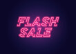 Pink Glow Neon Flash Sale Banner. Advertising signage for promotion flash sale offer, this design is a simple neon technique typography style.