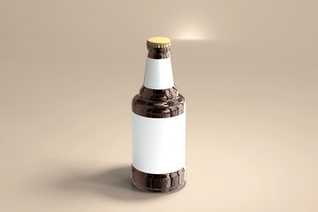 Wall Mural - Beer Bottle with Empty Label 3D Rendering