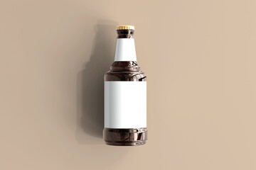 Canvas Print - Beer Bottle with Empty Label 3D Rendering