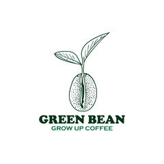 green bean coffee design logo vector.