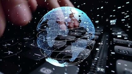 Wall Mural - man working on computer with graphic of mathematics coding modernization showing concept computer so