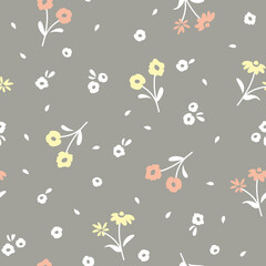 Wall Mural - Floral colorful seamless pattern. Flowers in pink and yellow print.