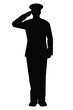 Soldier officer silhouette on white background