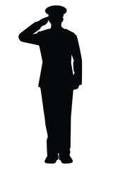 Sticker - Soldier officer silhouette on white background