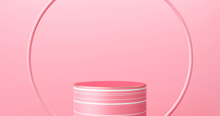 Aufkleber - Abstract pink color product stage background or podium pedestal display on concept art room with studio showcase backdrop. 3D rendering.