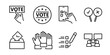 © Ryan - Simple set of voting related vector icons. Contains such icons as electronic voting, raising hands, ratings of candidates, ballot boxes and more.