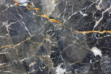 Wall Mural - Patterned natural of dark gray marble pattern (Russia Gold) texture for design. Abstract background.