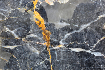Wall Mural - Close up view Patterned natural of dark gray marble pattern (Gold Russia) for design.