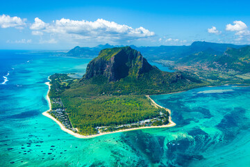 aerial view of mauritius island