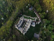 Neamt Cidatel Seen From A Drone. Famous Fortress Built In XIV Century , At A Height Of 480 Meters 