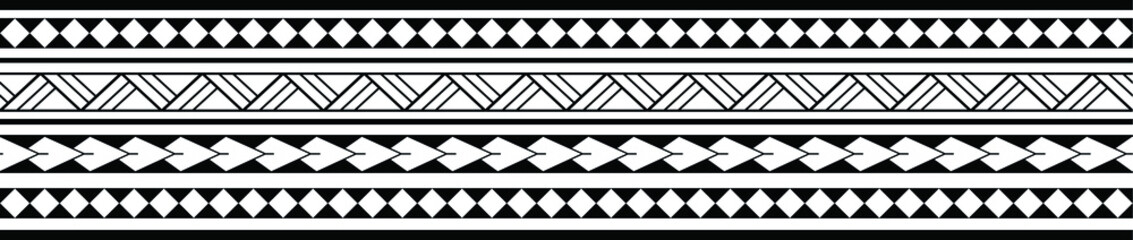 Maori Polynesian tattoo bracelet. Tribal sleeve seamless pattern vector.