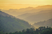 The View Of Sunrise At Doi Mae Salong Mountains In Chiang Rai Province Thailand