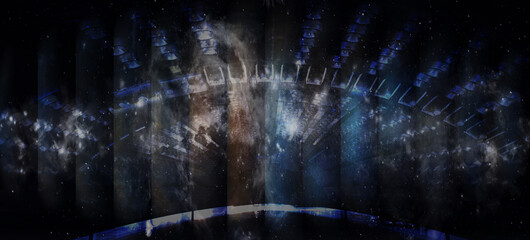Wall Mural - ufo in stripes light in space. elements of this image furnished by nasa.