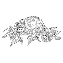 Wall Mural - hand drawn of iguana in zentangle style