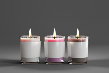 Poster - Isolated Clear Glass Votive Candle 3D Rendering