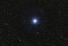 Vega, The Brightest Star In The Lyra Constellation, 25 Light Years From Earth. Backgrounds Night Sky With Stars With 80 Mm Refracting Telescope