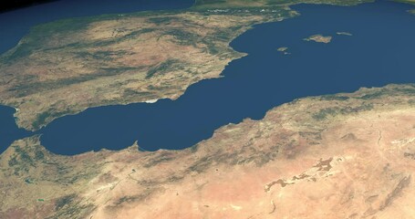 Wall Mural - Alboran sea in planet earth, aerial view from outer space