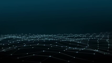 Aufkleber - Abstract wave technology background dots and line slow motion. Connection structure. Big data visualization and Business.