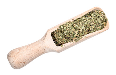 Wall Mural - crushed dried parsley herb in wood scoop cutout