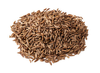 Wall Mural - pile of caraway fruits closeup on white