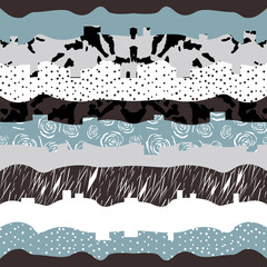 Wall Mural - modern artistic illustration pattern creative collage with abstract textured stripes in blue,white,g